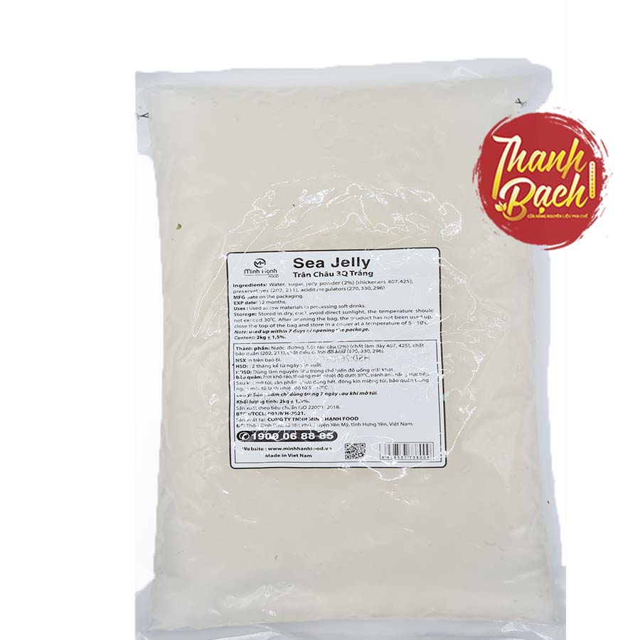 Thạch Ngọc Trai 3Q Trắng Sea Jelly Gói 2kg Thạch Ngọc Trai 3Q Trắng Sea Jelly Gói 2kg