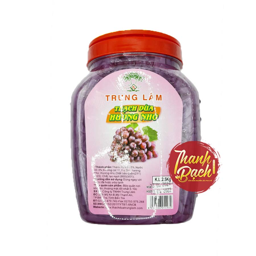 Thạch Dừa Trung Lâm Hương Nho Hủ 2.5kg Thạch Dừa Trung Lâm Hương Nho Hủ 2.5kg