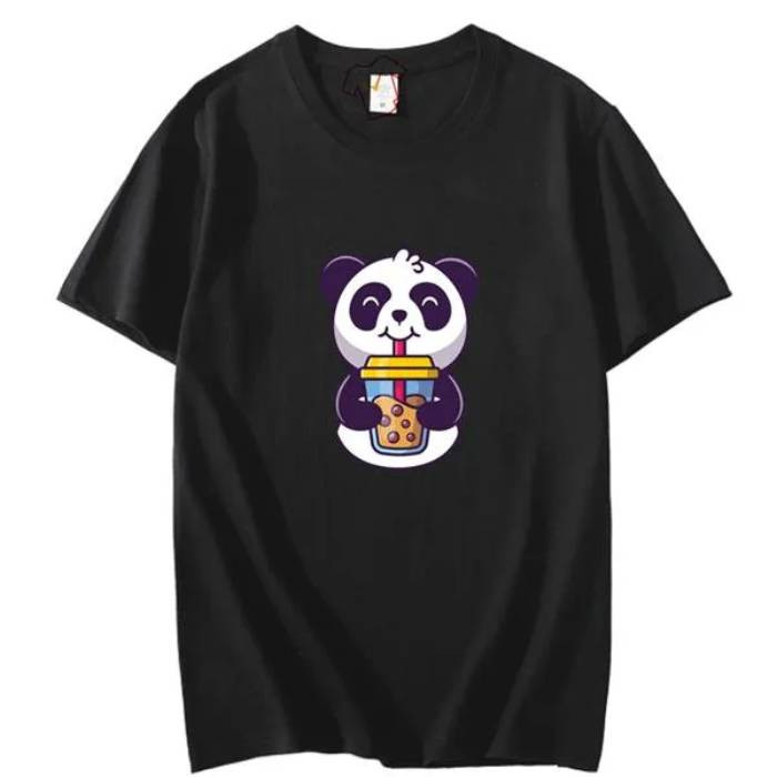 Ảnh gấu trúc cute chibi uống trà sữa dễ thương