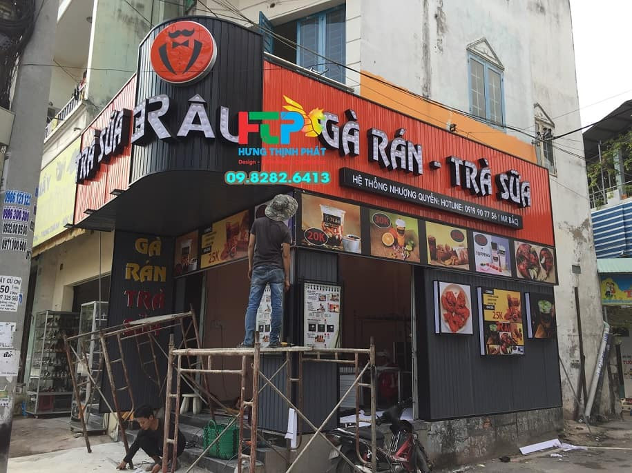 Bảng hiệu trà sữa ăn vặt nổi bật