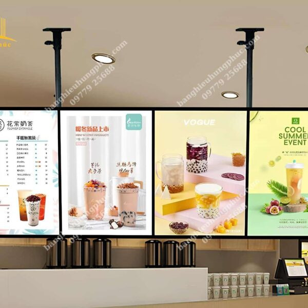 Bảng hiệu trà sữa đứng hiển thị menu chuyên nghiệp