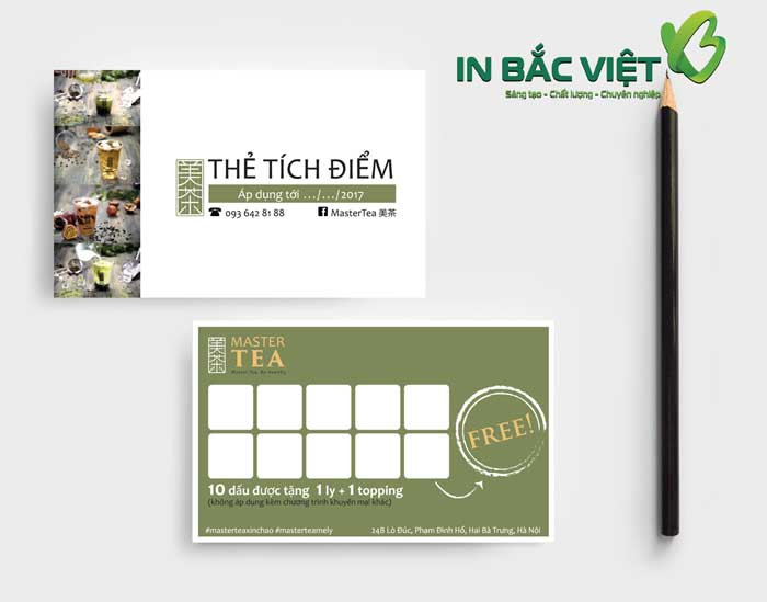 bố cục thẻ tích điểm trà sữa