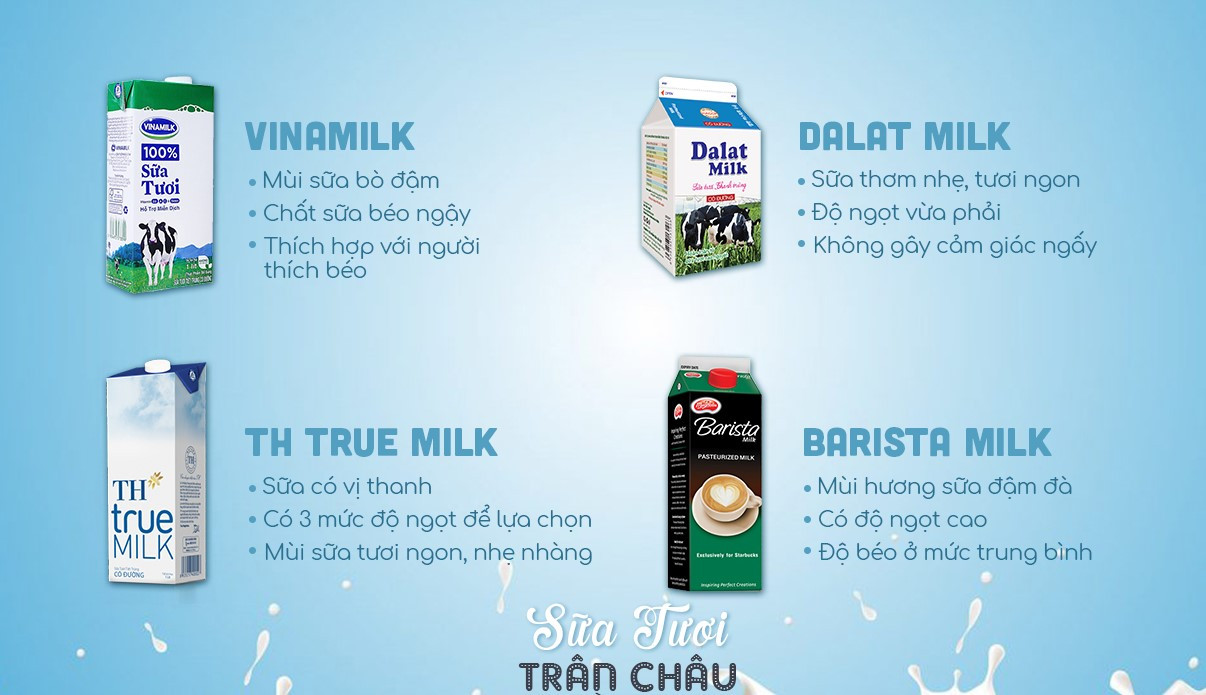 Chọn loại sữa phù hợp cho trà sữa khoai môn