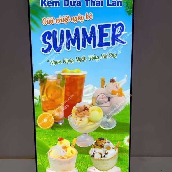 Hộp đèn siêu mỏng treo tường hai mặt cho quán trà sữa