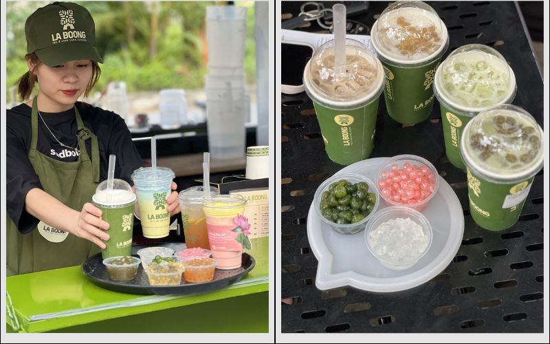 Không gian quán trà sữa Làng LaBoong với phong cách Tây Nguyên độc đáo