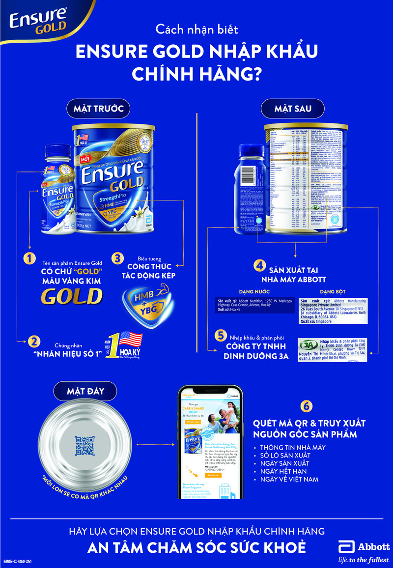 Kiểm tra bao bì sữa Ensure Gold chính hãng để phân biệt hàng giả