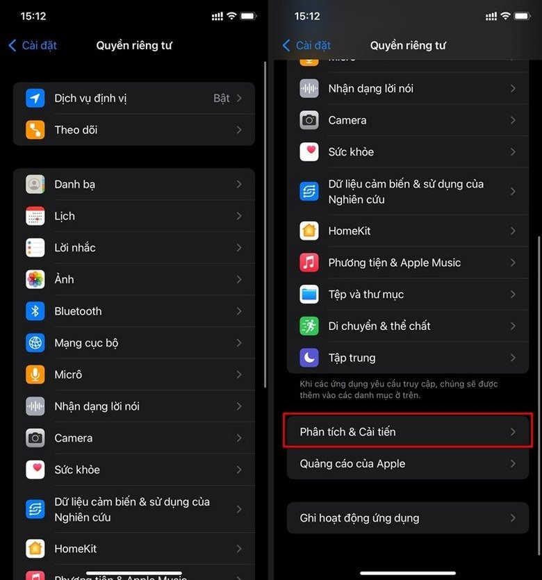 Kiểm tra dữ liệu phân tích để phát hiện iPhone đã qua sửa chữa