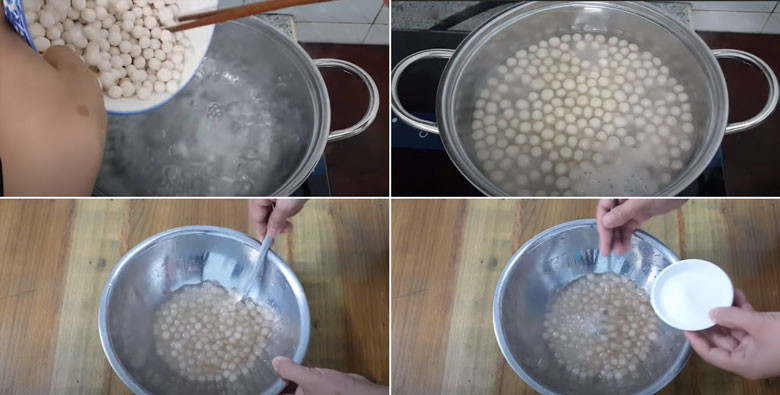 Luộc trân châu cho món trà sữa nhài