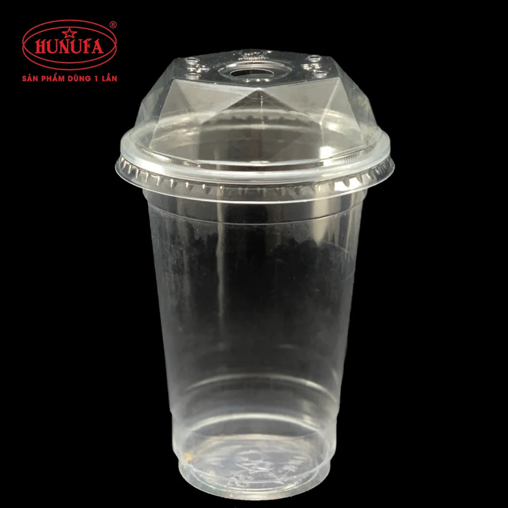 Ly nhựa đáy bằng có ép màng size L, tiện lợi và an toàn cho trà sữa.