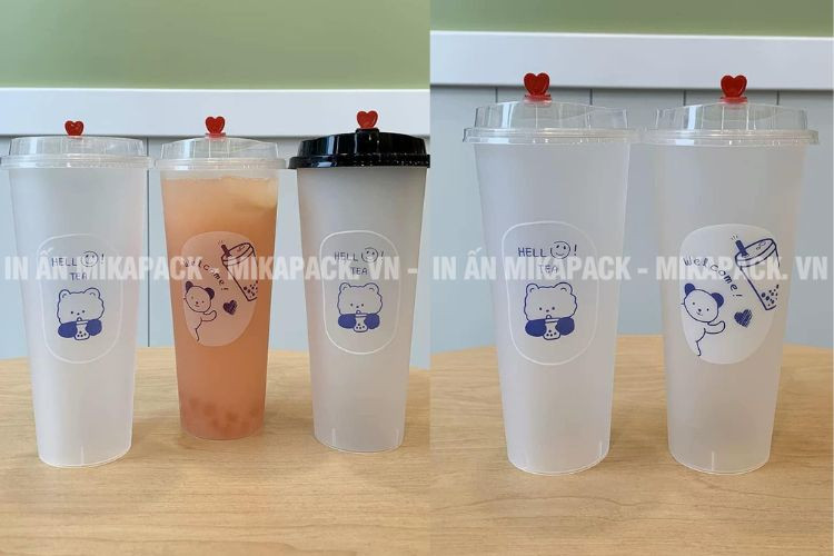 Ly nhựa nắp tim màu hồng dễ thương