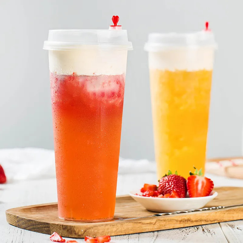 Ly nhựa nắp tim size L với kiểu dáng đáng yêu, mới lạ cho các món trà sữa.