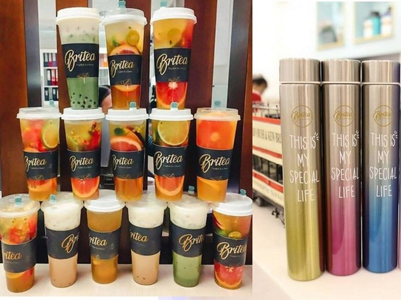 Ly trà sữa Britea English Tea House với kem cheese béo ngậy, trông rất hấp dẫn