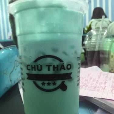 Ly trà sữa chú Thảo trân châu trắng và pudding
