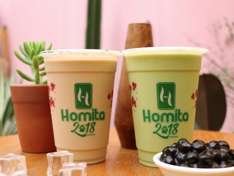 Ly trà sữa Homita cùng các loại topping, phong cách đơn giản thân thiện