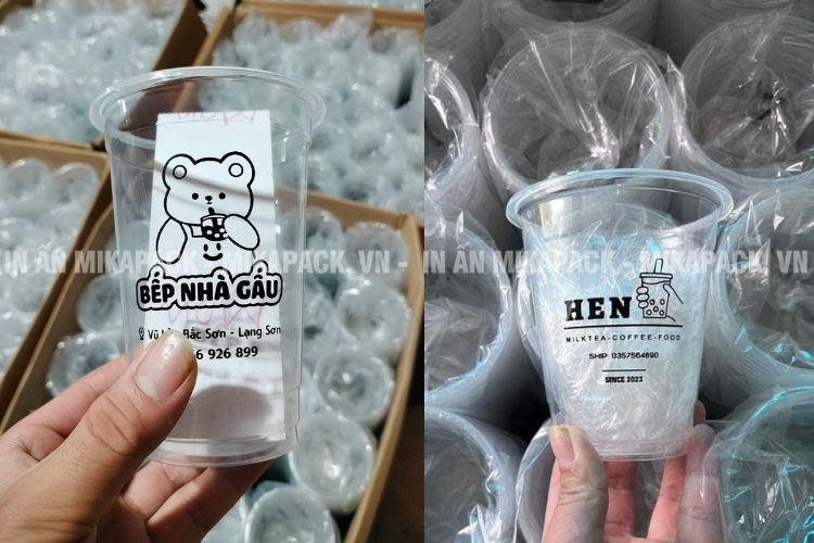 Ly trà sữa làm từ nhựa PP với thiết kế đơn giản, in logo thương hiệu