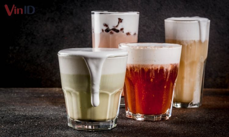 Ly trà sữa Macchiato hấp dẫn với lớp kem béo ngậy phía trên