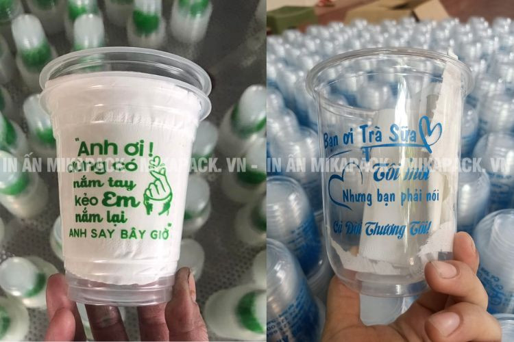 Ly trà sữa với slogan hài hước và dễ thương