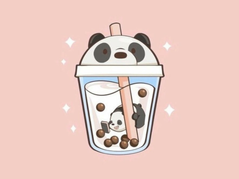 Ly trà sữa với topping thạch trái cây và trân châu, điểm nhấn là lá bạc hà tươi mát
