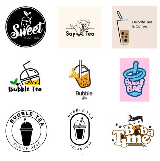 Mẫu logo ly trà sữa vector png độc đáo