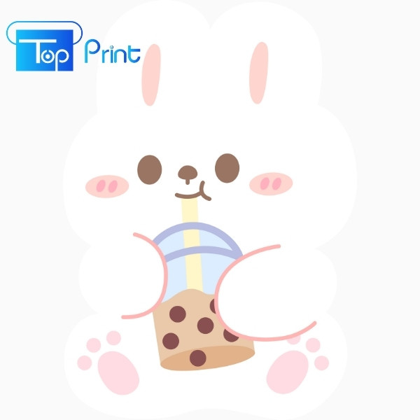 Mẫu sticker con gấu uống trà sữa cute