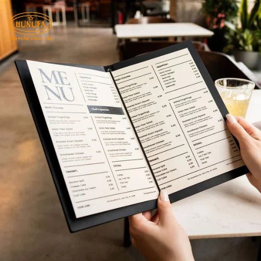 Menu dạng cuốn tạo cảm giác sang trọng, cao cấp