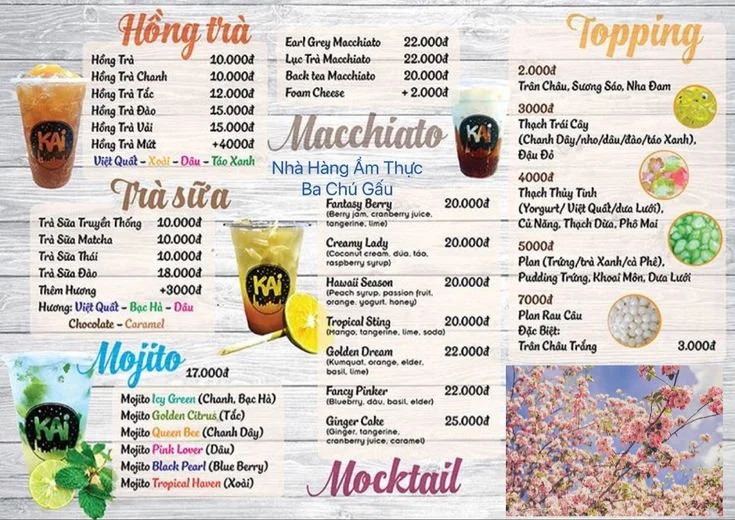 Menu đồ ăn vặt khổ ngang