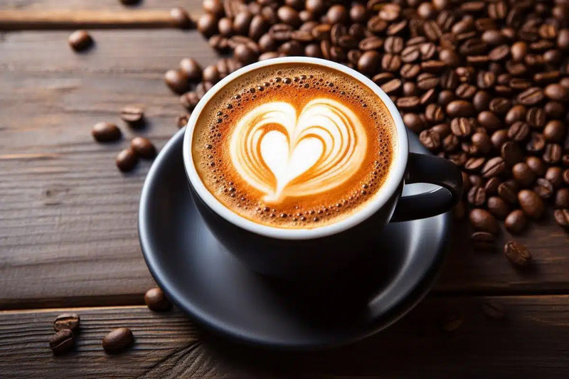 Một tách cà phê nóng, đại diện cho thức uống chứa caffeine cần tránh trong ngày đèn đỏ để giảm các triệu chứng khó chịu khi tới tháng.