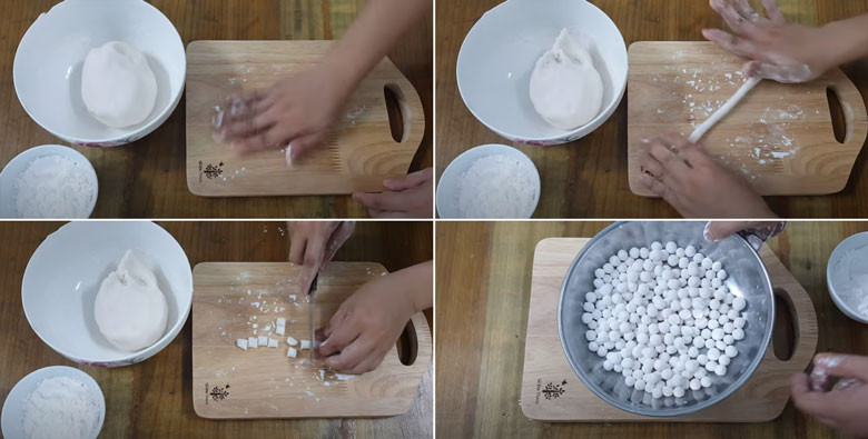 Nặn viên trân châu cho trà sữa hoa nhài