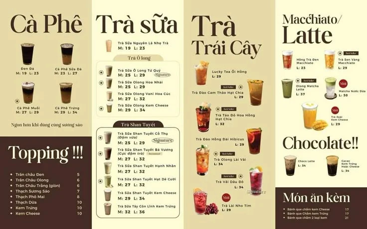Nên dùng hình ảnh rõ nét và chân thực để đưa vào menu trà sữa ăn vặt