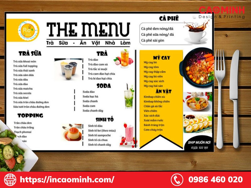 Nền menu trà sữa đẹp với chất liệu bền bỉ
