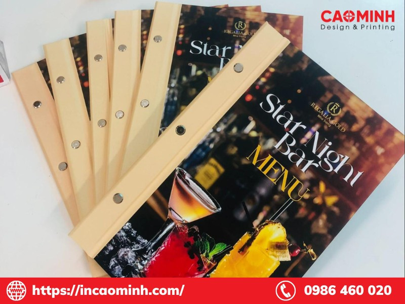 Nền menu trà sữa đẹp với thiết kế cuốn gáy đóng vít