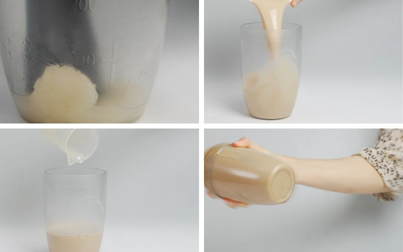 Pha chế trà sữa chôm chôm trong shaker