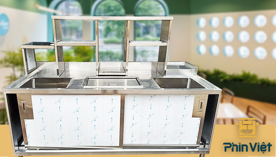 Quầy pha chế trà sữa inox hiện đại