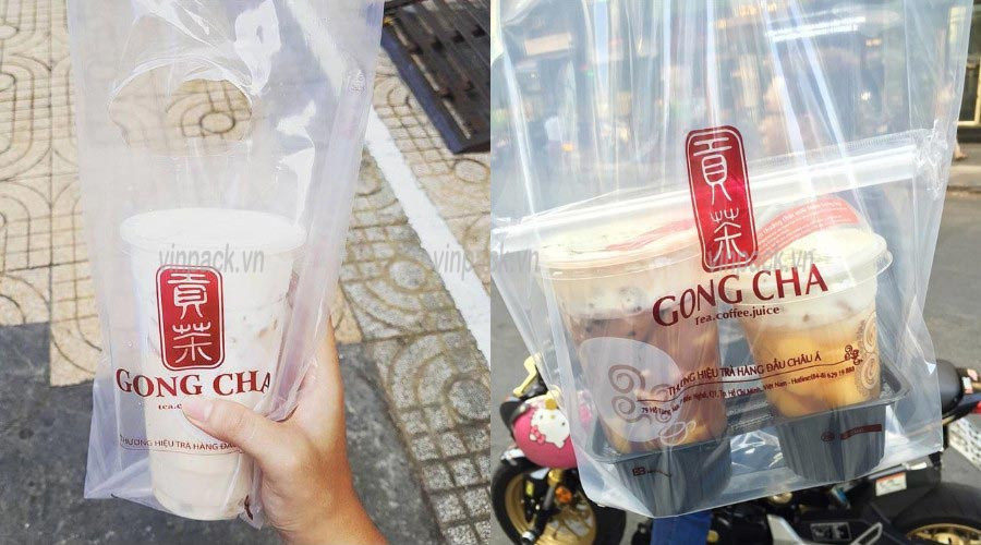 Quy trình sản xuất túi đựng trà sữa tại nhà máy hiện đại, đảm bảo chất lượng cao cho ngành pha chế.