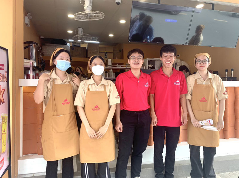 Tổng thể hình ảnh thương hiệu Maycha tạo sức hút đặc trưng cho trà sữa tại TP.HCM.