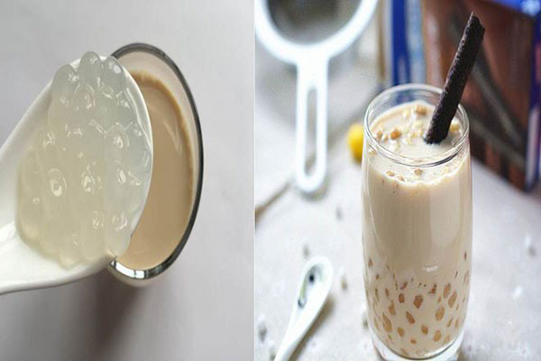 Trà sữa kết hợp trân châu trắng giòn dai, mang lại trải nghiệm mới lạ