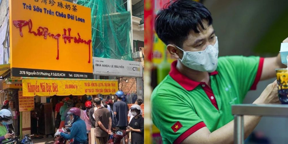 Trà sữa Phượng Hoàng nổi tiếng với hình ảnh khách hàng phải xếp hàng chờ, cho thấy sức hút của quán trà sữa ngon này