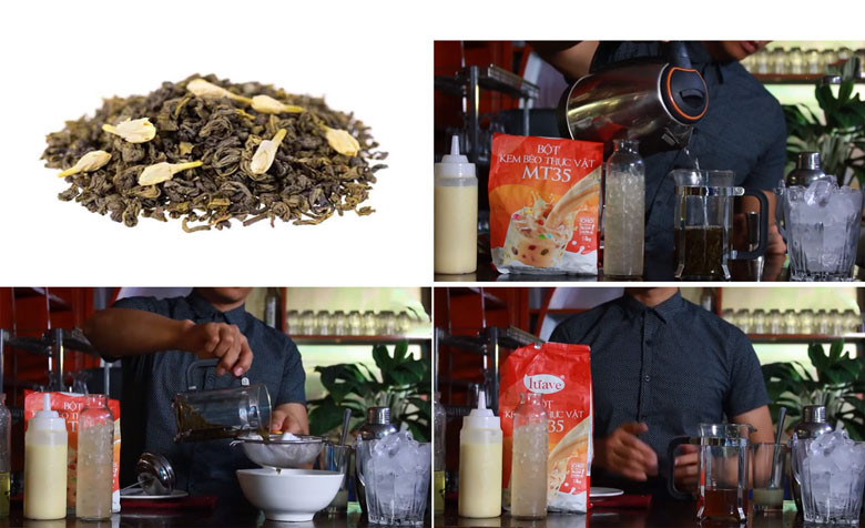Ủ trà nhài để pha trà sữa hoa nhài