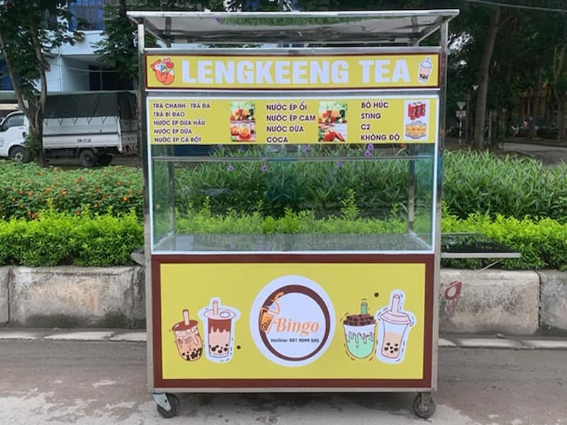 Xe trà sữa đẹp được làm từ inox bền bỉ