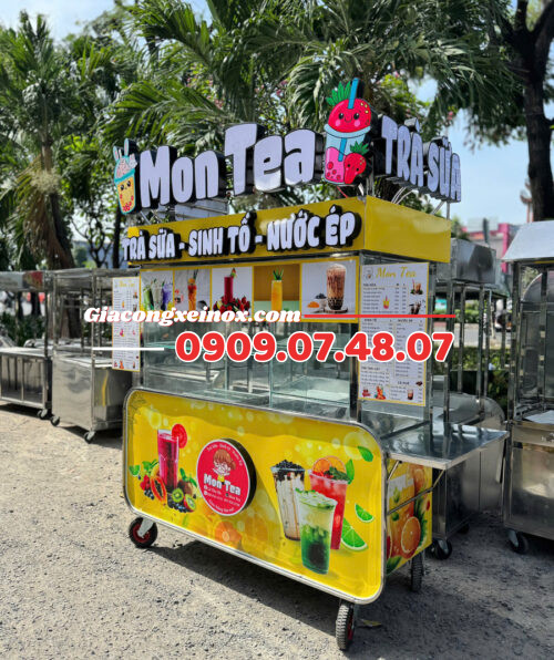 Xe trà sữa màu vàng rực rỡ thu hút khách hàng